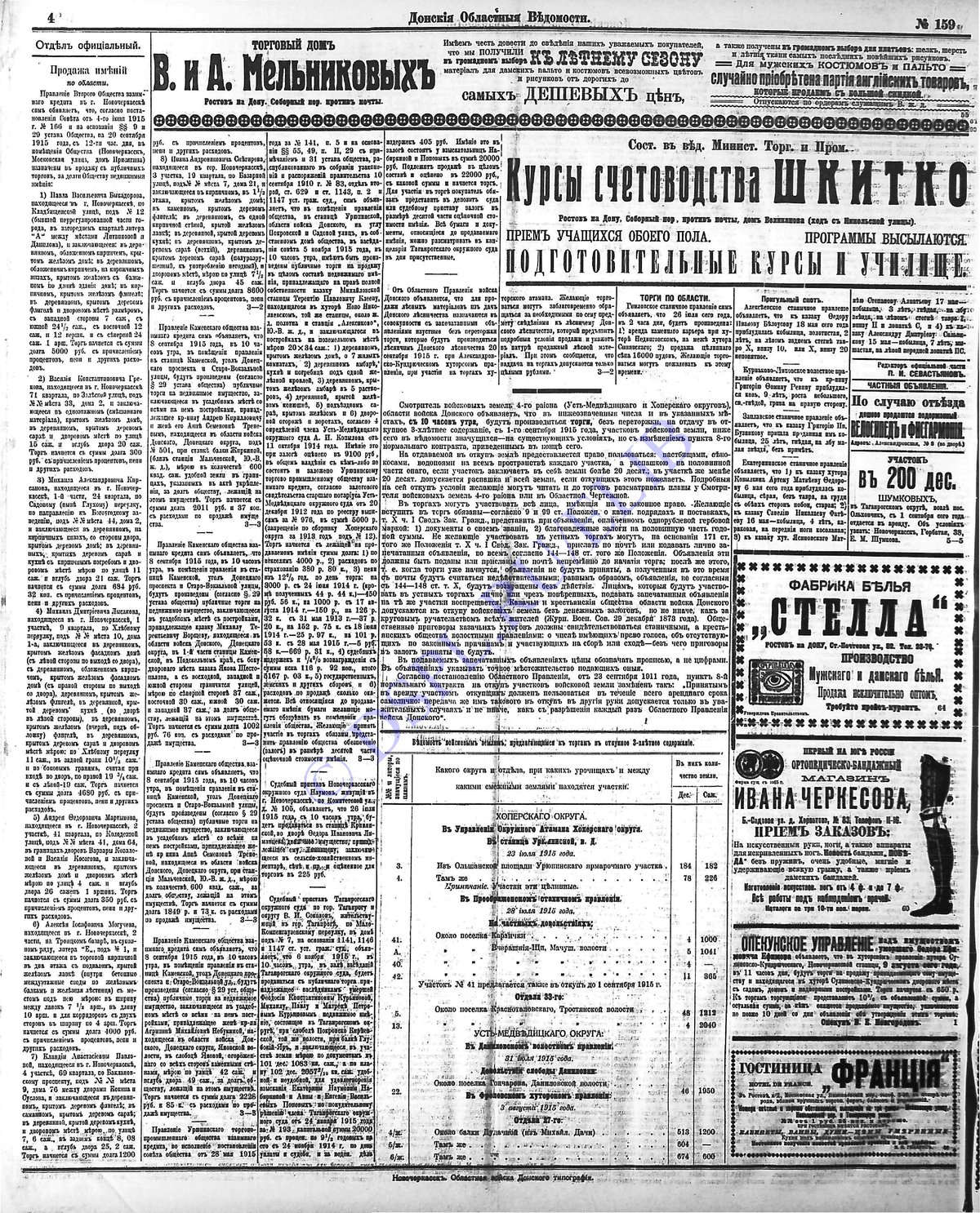 «Донские областные ведомости» - 1915 год - № 159 - с. 4