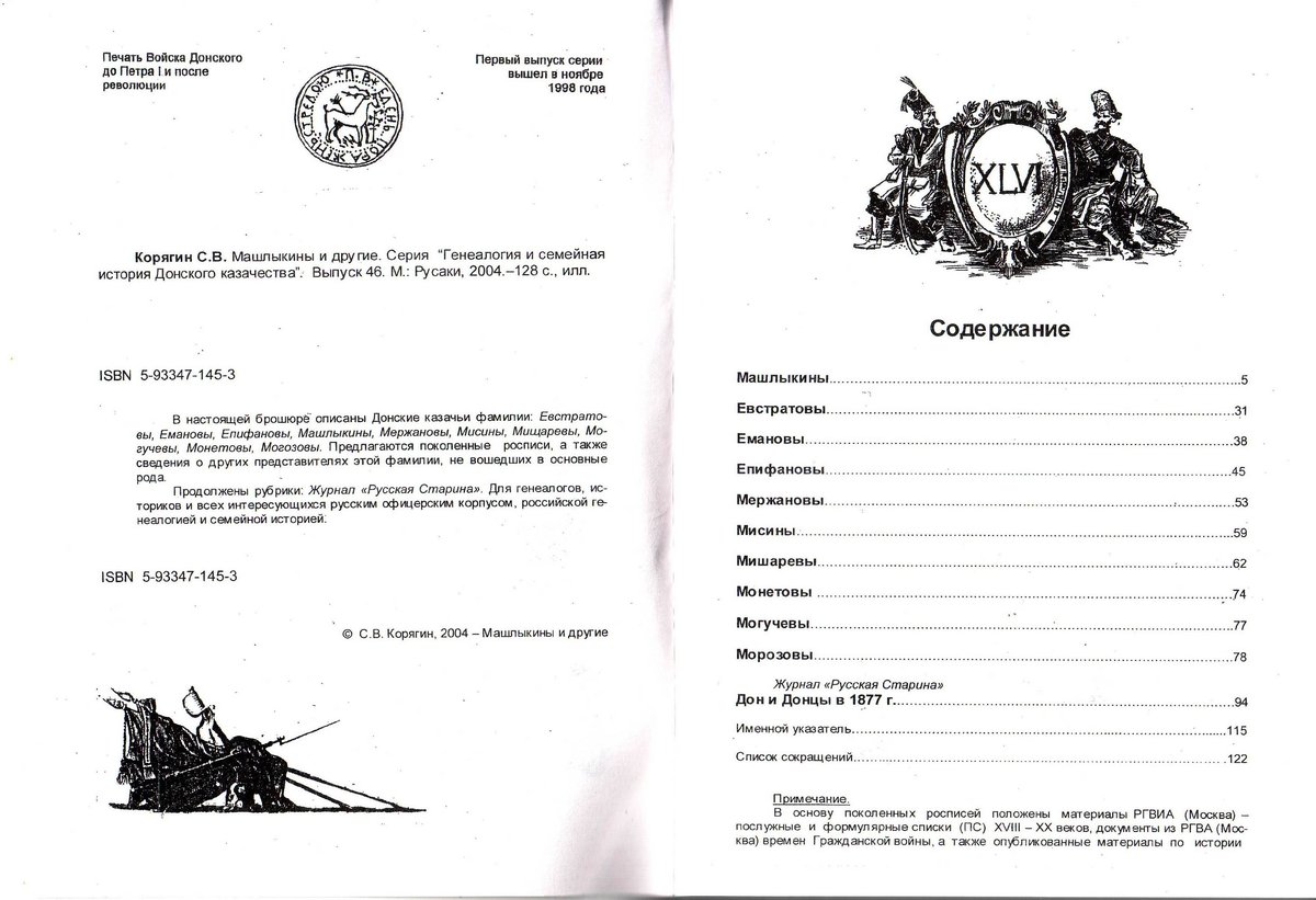 Машлыкины и другие. Серия Генеалогия и семейная история Донского казачества - Содержание